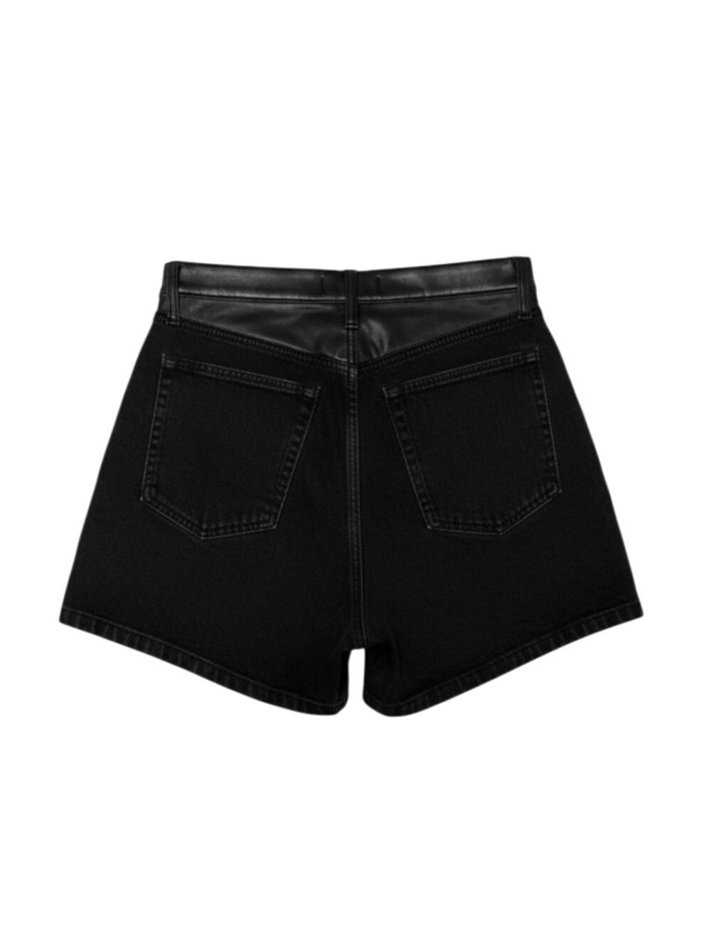 Abercrombie & Fitch The Dad Short Faux Leather Denim Black 30 10 - Picture 4 of 9